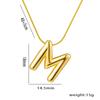 Stainless Steel Gold Color Chunky Alphabet Balloon Bubble Initial Letter Pendant Necklace for Women Charm Necklace Jewelry Gift