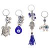 4pcs Blue Eye Keychain Good Luck Universal Elephant Hand Tortoise Keychain Set for Women Men Daily
