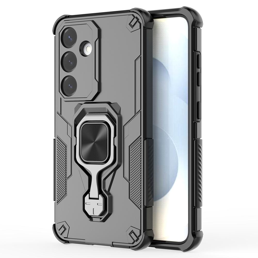 For Samsung Galaxy S25+ Case Rotatable Ring Kickstand PC+TPU Shockproof Phone Cover