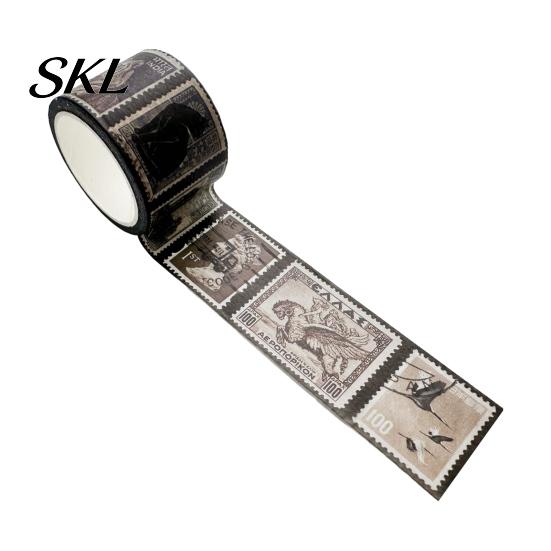 Classical Stamp Tape Vintage Washi Roll, Aesthetic Decorative Masking Tape, Retro Roll Adhesive for DIY Art Crafts, Journaling Scrapbooking Supplies