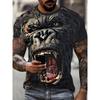 Hot-selling New Design Outdoor Sports Gorilla 3D Printed Men's Round-neck Short-sleeved Large-sized Casual and Trendy T-shirt