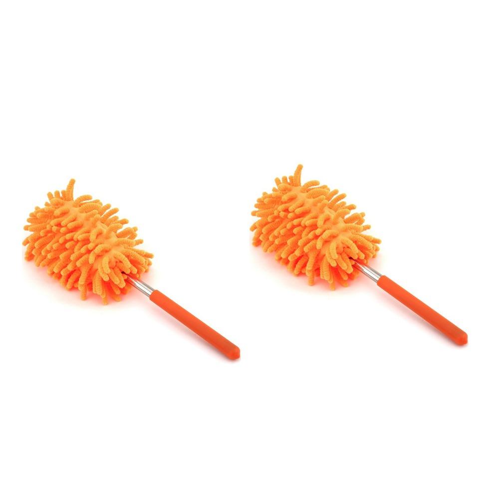 2 Pieces Extendable Cleaning Duster Replaceable Head Telescopic Dust Brush Furniture Dusting