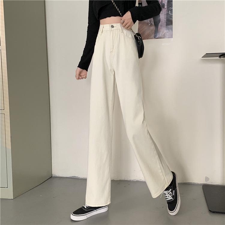 Women's High-Waist Wide-Leg Jeans - Slim, Straight, Loose-Fit Trousers for Autumn 2023