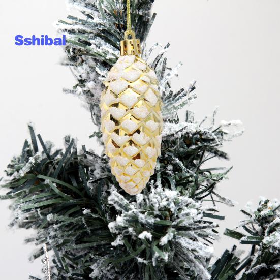 5 шт./кор., рождественские висячие сосновая шишка, блестящие многоразовые небьющиеся украшения для рождественской елки, пластиковые сосновые шишки, украшение для вечеринок