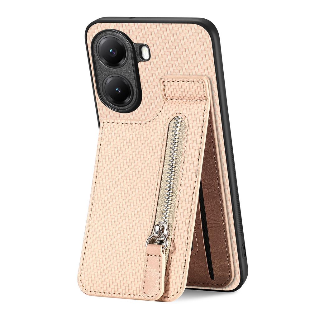 Чехол для Xiaomi Poco X7 Pro 5G / Xiaomi Redmi Turbo 4 5G, кожаная задняя крышка телефона с молнией, держателем для карт, подставкой