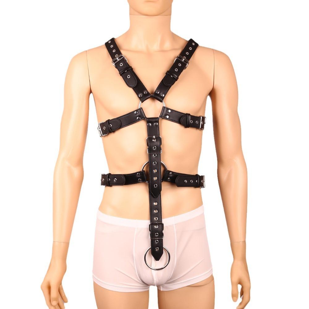 Men'S Leather Shoulder Straps Bundled Chest Straps Nightclub Props Alternative Sex Straps Straps