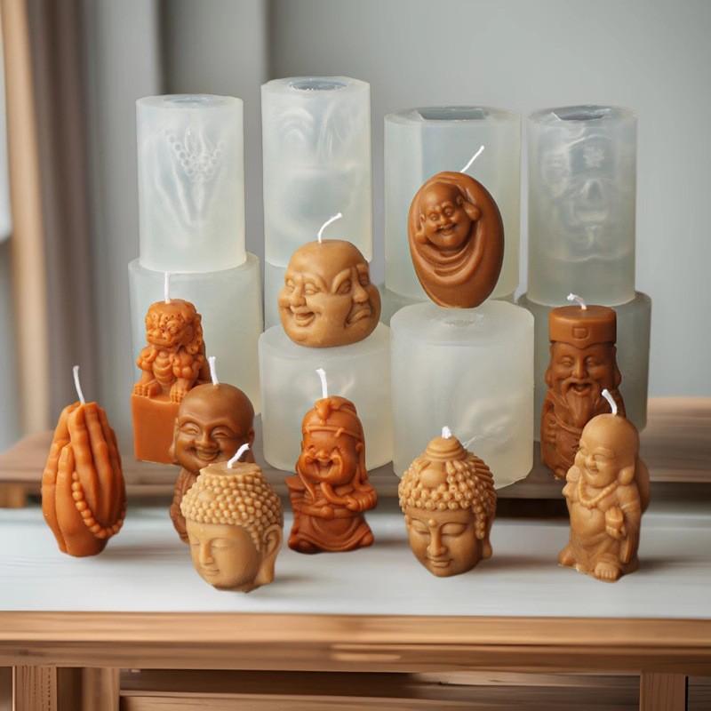 3D Maitreya Buddha Candle Silicone Mold DIY Buddha Statue Resin Gypsum Concrete Mold Mould Home Garden Decorations Craft Mold