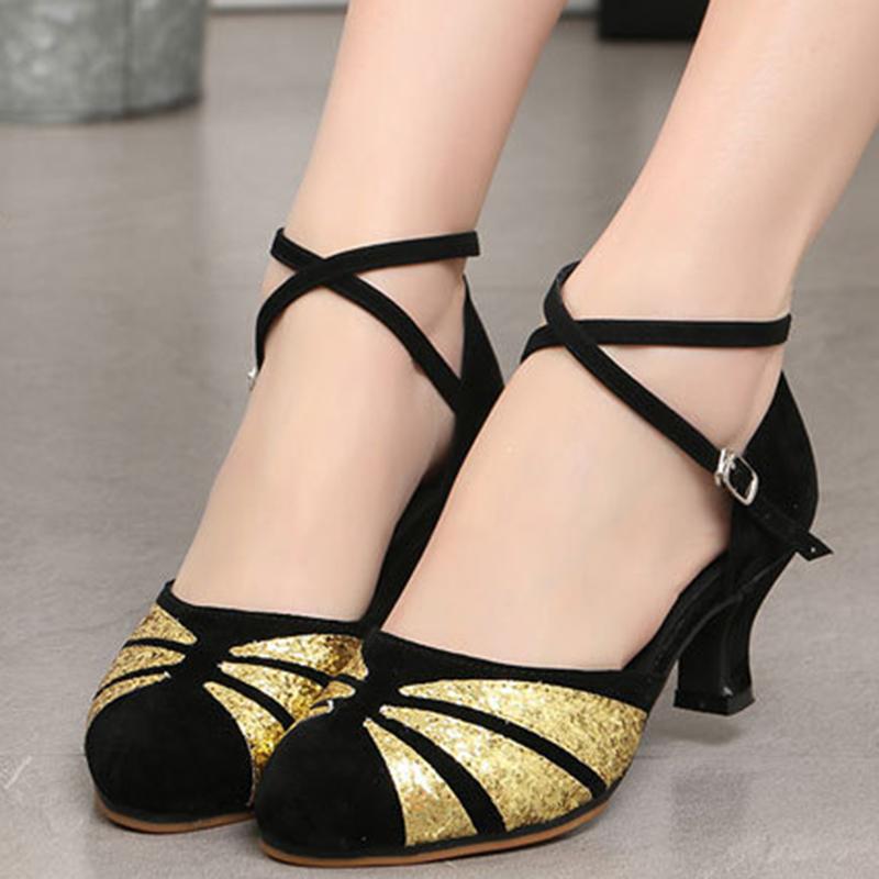 Танцевальная обувь для женщин Каблук 5/3 см Закрытый носок Бальные латинские танцы Обувь на резиновой мягкой подошве Высокий каблук Танцевальная обувь для танго Сальса