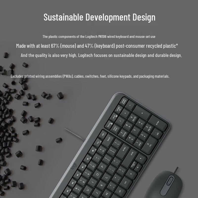 Logitech MK106 Compact Wired Keyboard and Mouse Combo