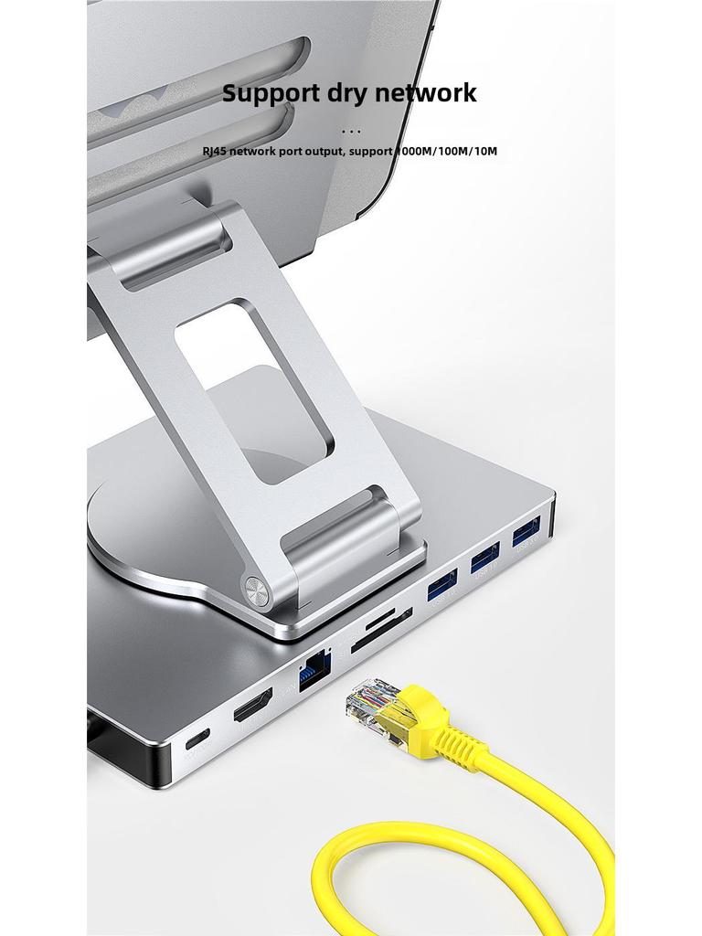 4K 60Hz USB-C Docking Station with Gigabit Ethernet, USB 3.2 Hub, and Rotating Stand for Phones and Tablets