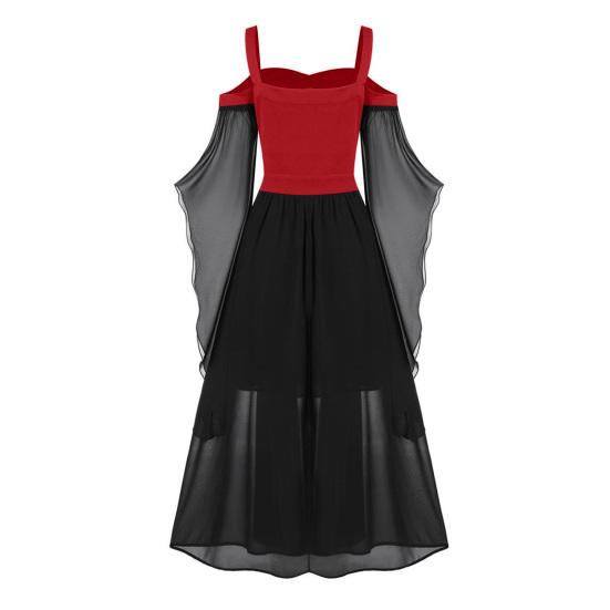 Halloween Costumes Fairy Chiffon Batwing Sleeve Women Maxi Dress A-Line Slip Dress
