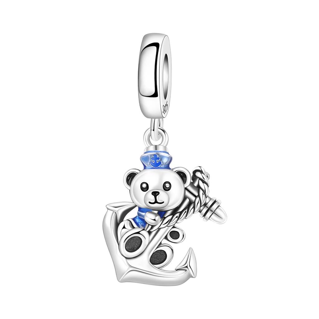 Orstarry 925 Silver Little Bear Pendant Beads Charm Bracelet Jewelry DIY Gifts for Party Animal Lovers