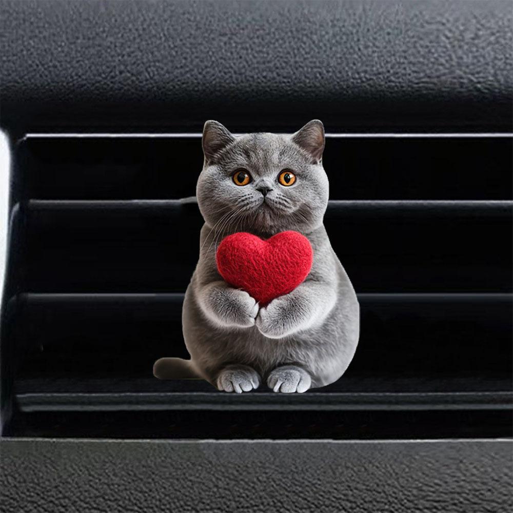 Милый мультяшный 2D котенок, клипса для вентиляции, освежитель воздуха для автомобиля, аромадиффузор для воздуховыпускного отверстия автомобильного кондиционера, украшение салона автомобиля