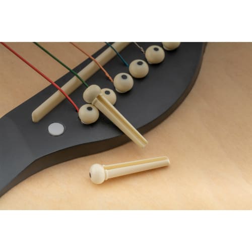 Musiclily Plastic Acoustic Guitar Bridge Pins, Ivory/Black Dot (Pack of 6)