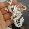 Fashion New Gold and Silver Chinese Dragon Alloy Pendant Long Necklace Diamond Dragon Necklace Sweater Chain Jewelry