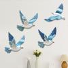 4Pcs/Set Wooden Blue Pigeon Wall Decoration Farmhouse Rustic Bird Wall Art Home Wall Hanging Ornament