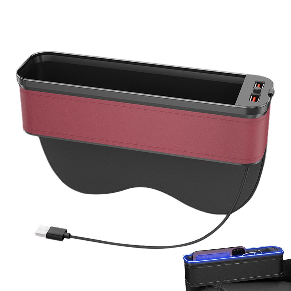 Органайзер для заполнения щелей автомобильного сиденья, светодиодная цветная подсветка, с возможностью зарядки через USB, ящик для хранения в щелях переднего сиденья, аксессуары