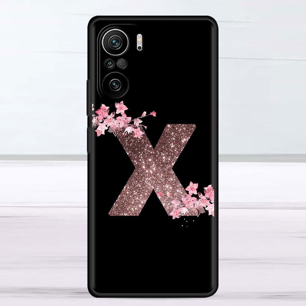 Розовый модный чехол с цветочной буквой MN для Xiaomi Redmi Note 11 10 Pro 12 9S 9 8 9C 9A K40 10C 8T 9T, силиконовый чехол для телефона
