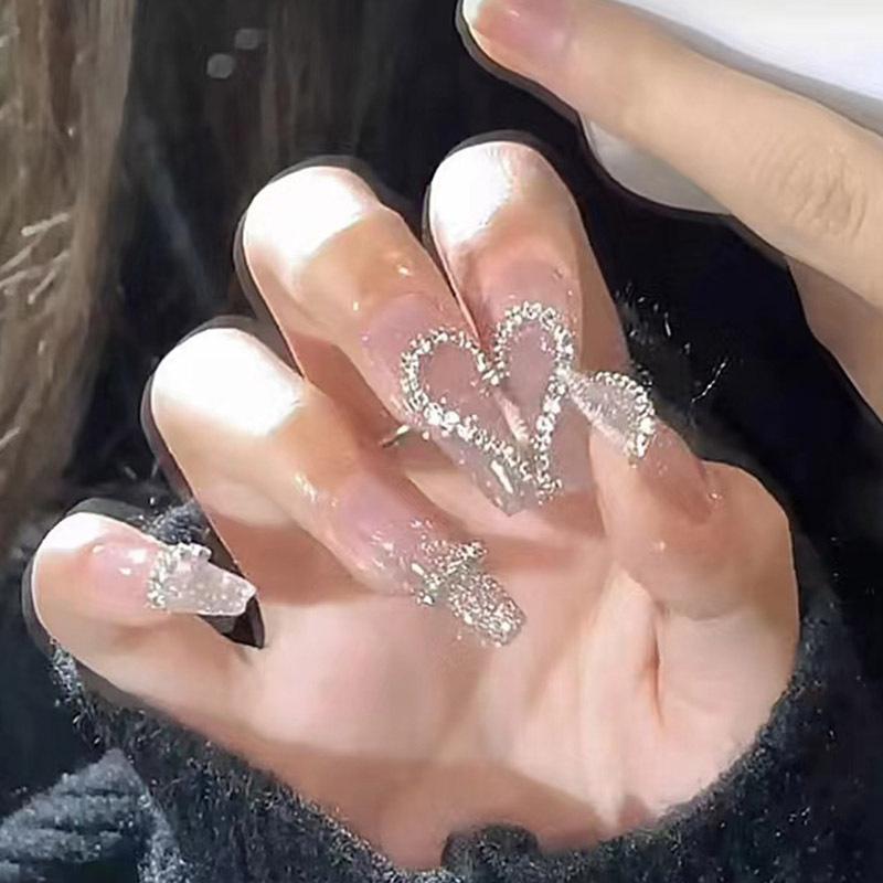Длинные балетные ногти с постепенным изменением блеска Love Diamond Wear Nail Piece 00 Nail Fake Nail