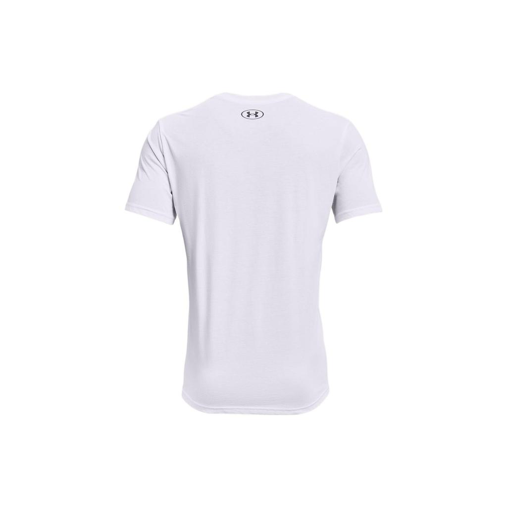 Under Armour Logo Print Solid Color Crew Neck T-Shirt Men Tops White 1361672-100