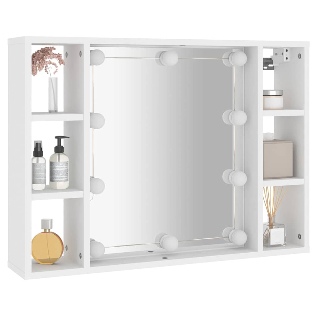 Vidaxl Szafka Z Lustrem I Oświetleniem Led, Biała, 76X15X55 Cm