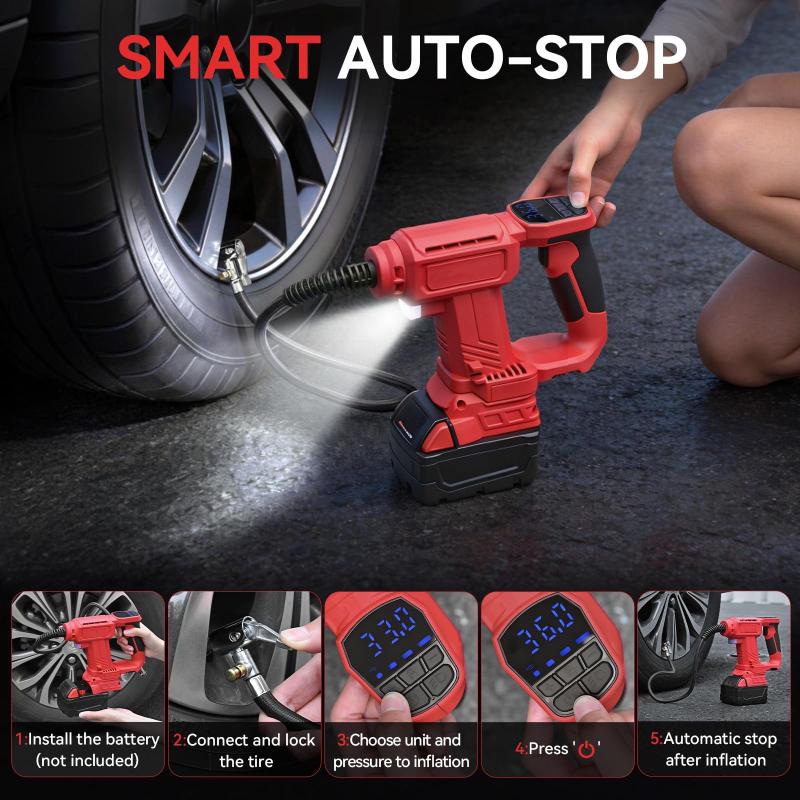 Портативный воздушный компрессор для аккумуляторов Makita/Milwaukee 18V Li-ion Электрический воздушный насос Беспроводной автомобильный насос для шин для автомобилей Велосипедов