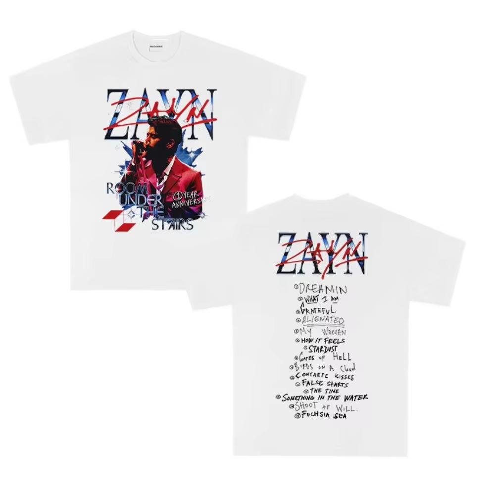 Rapper Zayn Tour Album 2026 Springsummer Graphic Tshirt Men Vintage pure Cotton Tshirt Rock Hip Hop High Short Sleeve Top