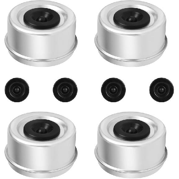 4Pack 2.72'' Trailer Hub Cap Trailer Wheel Bearing Dust Cap With Extra 4 Rubber Plugs Trailer Axle Dust Cap For EZ Lube Trailer Dust Cap 7000 To 8000