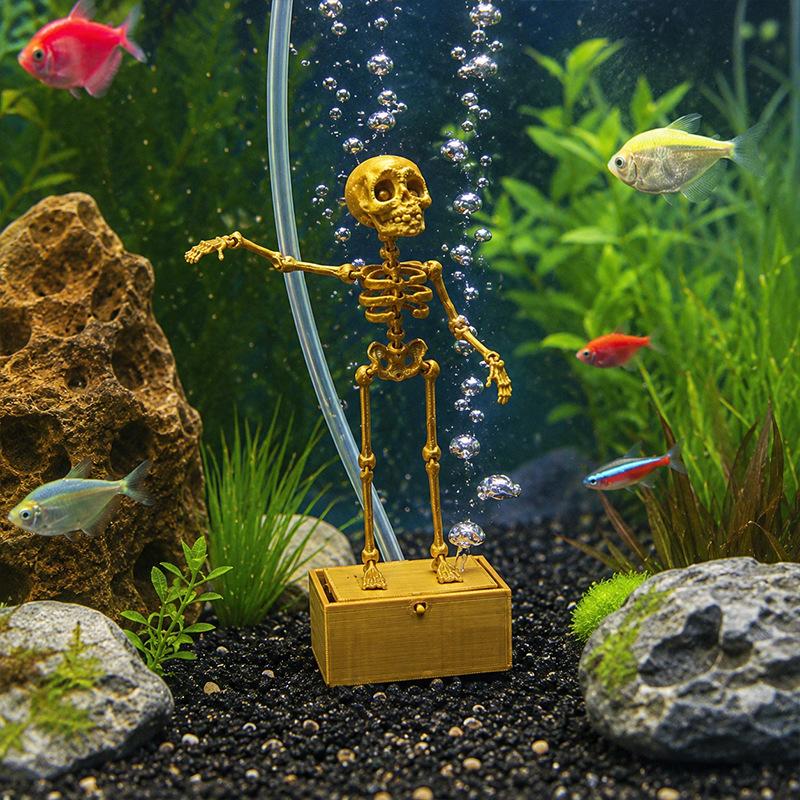 1 шт. Декор для аквариума с подводным пейзажем, 3D-печатное украшение «Танцующий череп», Аксессуар для оформления сцены в аквариуме
