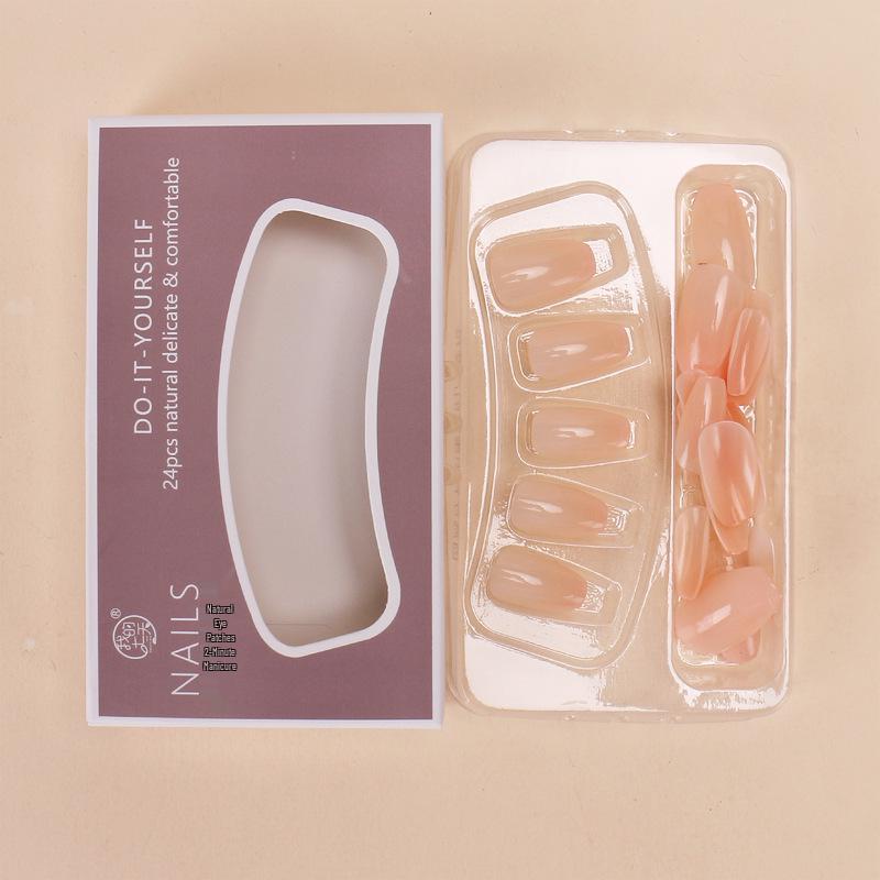 Европейские и американские градиентные персиковые балетные типсы для коротких ногтей