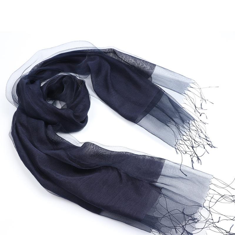 Ruifeng Navy Blue Silk Cotton Plain Double-layer Scarf, Brand Wind Tail Goods Delivery