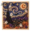 Fall Holiday Decoration Halloween Faux Pearl Art DIY Kit, 3D Bead Embroidery Craft Set, Spooky Handmade Ghost Pumpkin Goat Witch Wall Art, Seasonal