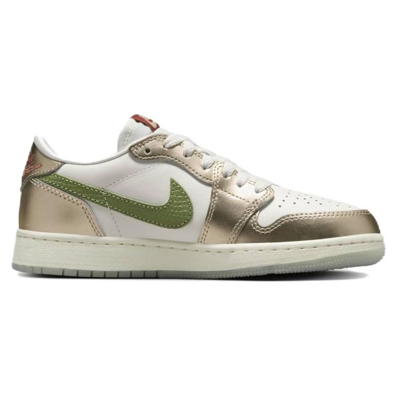 Детские кроссовки Air Jordan 1 Retro Low OG GS Year of the Dragon Gold Sail Oil-Green FQ6593-100