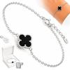 Silver Women' Bracelet 925 Silver Clover Onyx Gift