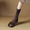 Krazing Pot Флок Осенне-зимняя обувь Низкий каблук Размер 43 Стрейч-сапоги Задняя вставка Прямой стиль Эластичные ботильоны
