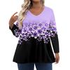 Женские топы больших размеров, рубашки с длинными рукавами, повседневная одежда с V-образным вырезом, топы с принтом