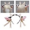 Женская повязка на голову с ушками молочной коровы и бантом, лента, колокольчик, декор, гибкий легкий головной убор ручной работы, аксессуар для костюма