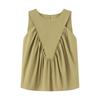 Kaslead New Arrival Women's Fashion Style Stylish Simple and Versatile Pure Color Ruched Sleeveless Vest