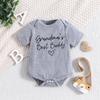 Newborn Boy Girl “Grandma‘s Best Buddy" Print Baby Cotton Romper Short Sleeve Bodysuit Jumpsuit