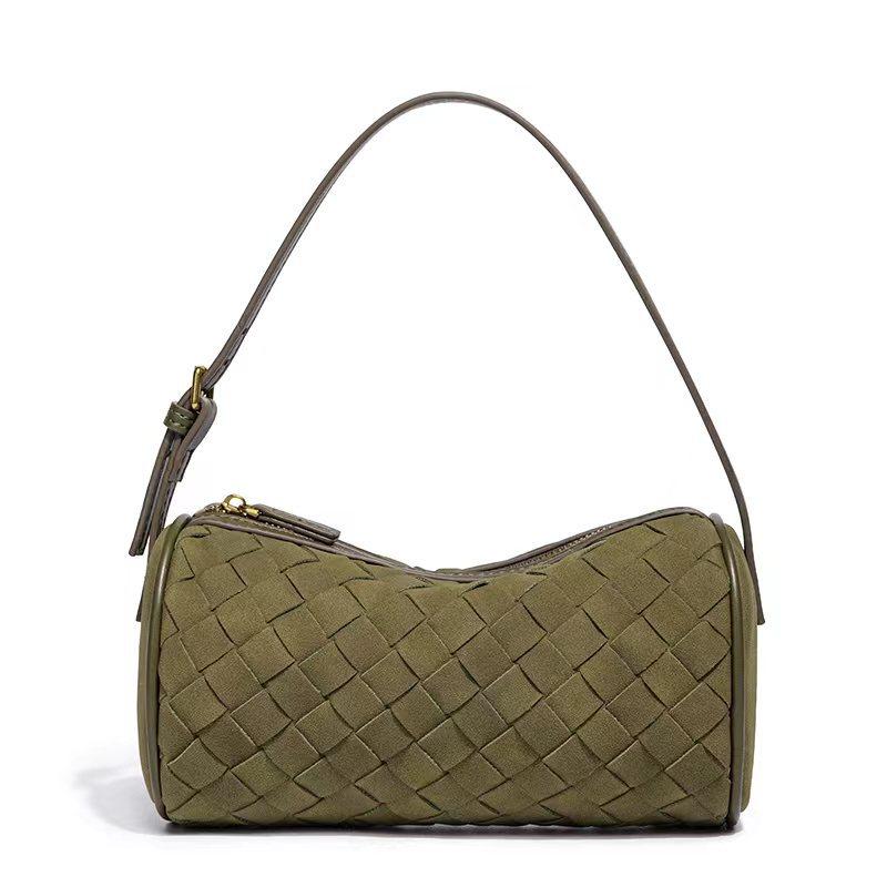 New Matte Leather Hand-Woven Bag Light Luxury Niche Shoulder Underarm Bag Portable Versatile Trend Crossbody Pillow Bag