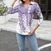 Женская модная повседневная рубашка с лацканами и цветочным принтом на пуговицах с рукавами 3/4