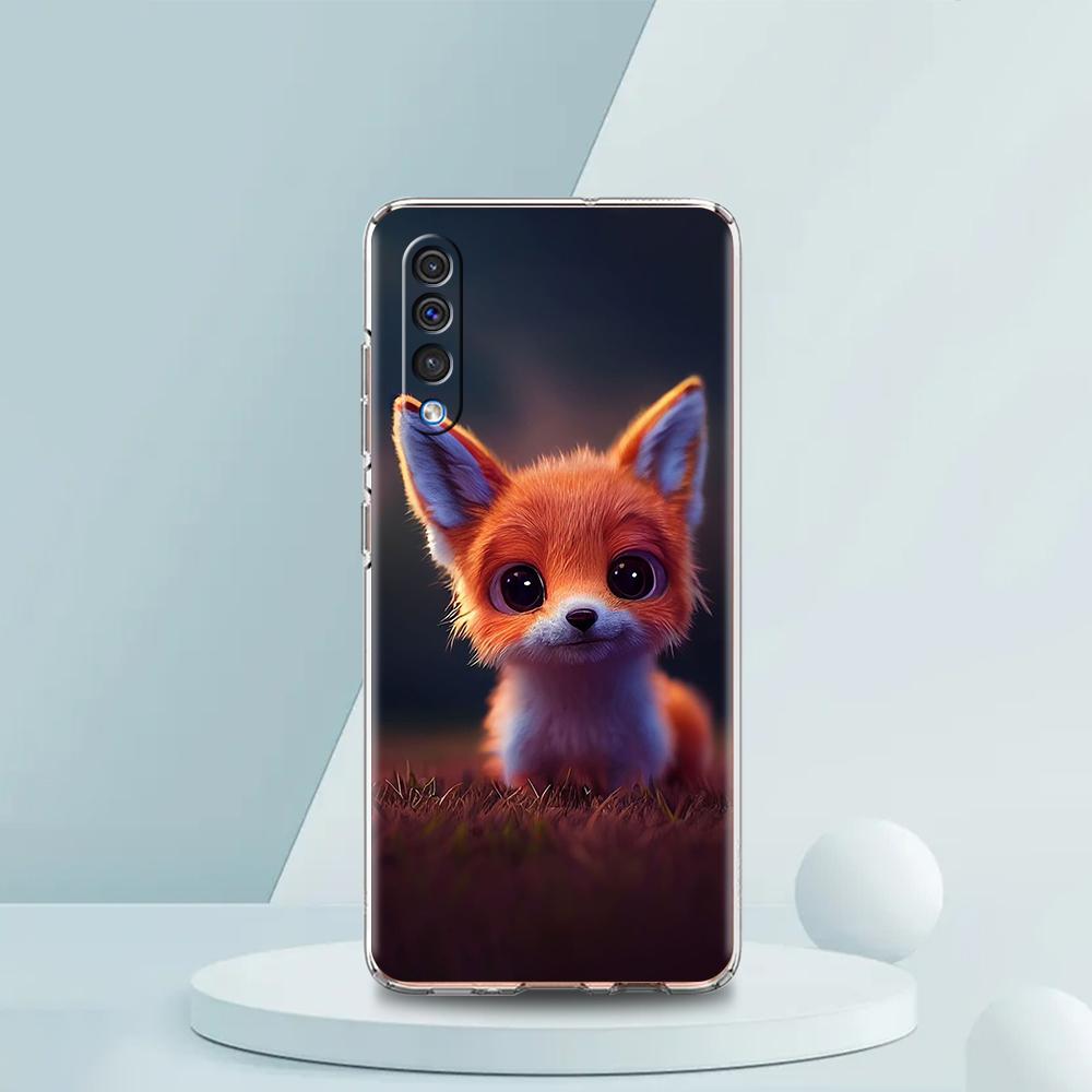 Милый Животный Лис Прозрачный Чехол для Телефона для Samsung Galaxy A16 A14 A12 A22 A24 A42 A03S A06 A50 A70 A20 A30 A40 Мягкий ТПУ Чехол