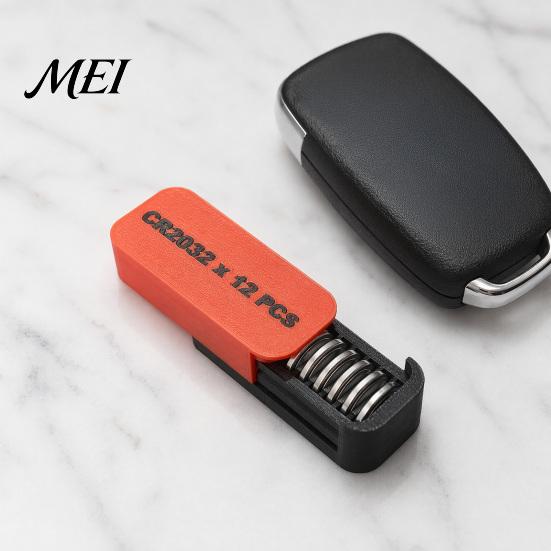 CR2032 Button Cell Organizer Battery Storage Box, with Independent 12 Slots And Push-Pull Sliding Mini Holder Cover, Dustproof Waterproof Safe