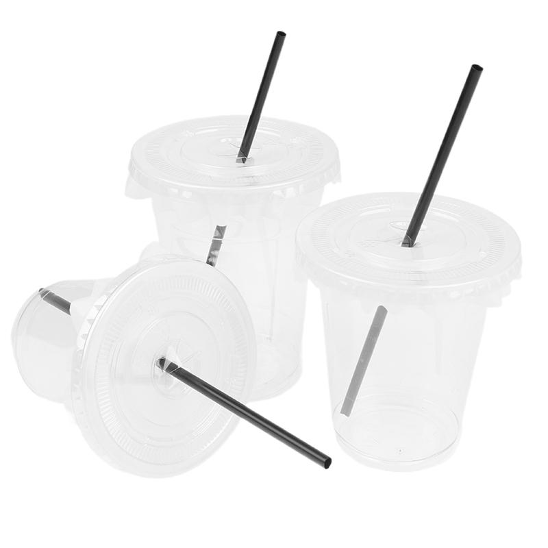 10 шт. 360/420/520 мл пластиковые стаканы с соломинками и крышками, стакан для закусок и напитков, стакан для холодных напитков, прозрачный одноразовый пластиковый стакан ПЭТ, стакан для боба-молочного чая