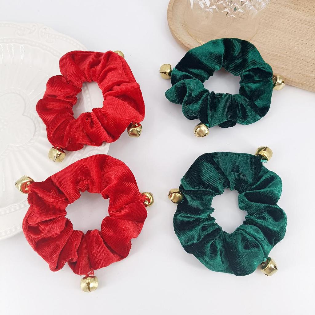 European and American Christmas Style Velvet Bell Scrunchie Hair Accessory