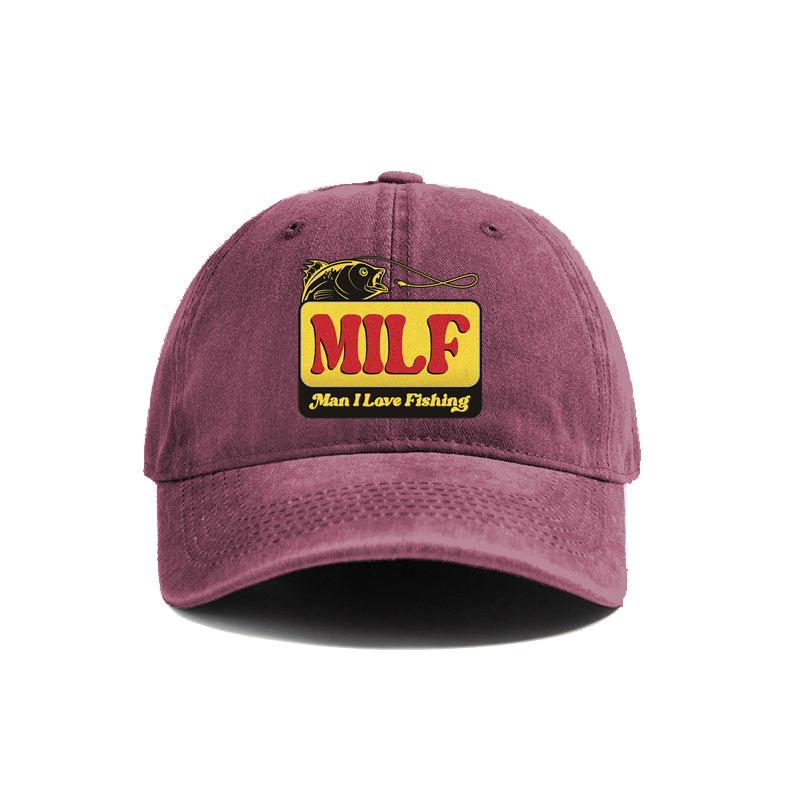 MILF Unisex I Love Fishing Baseball Cap Vintage Distressed Dad Hats Unisex Outdoor Adjustable Fit Hats Cap
