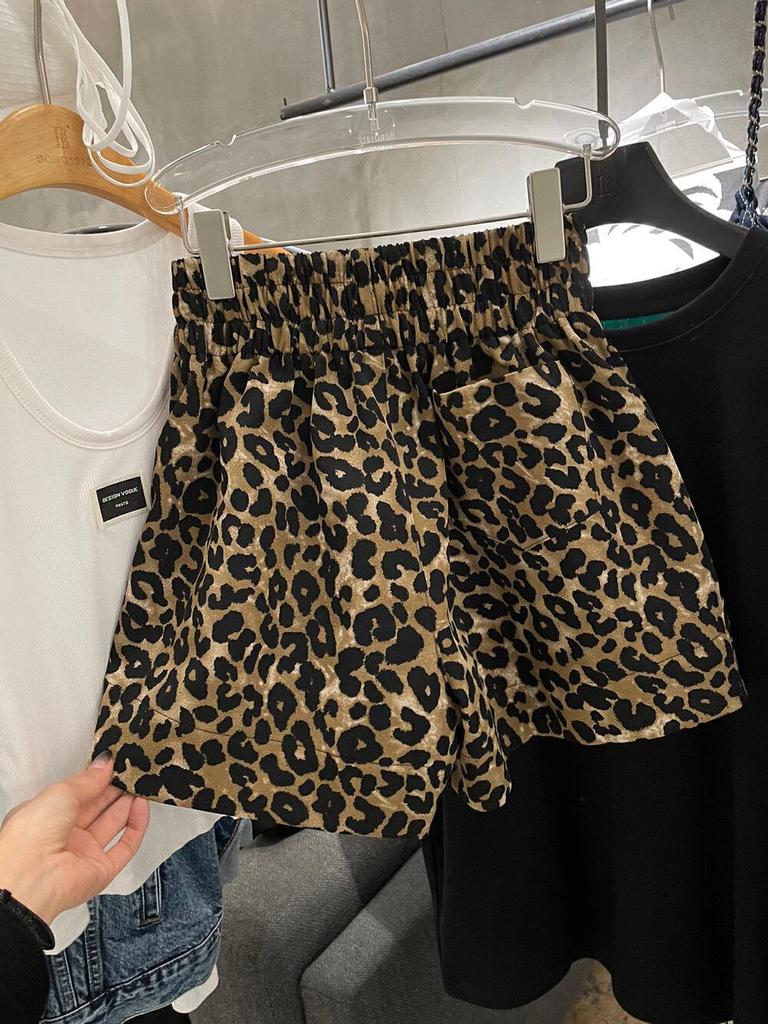 Women's XL Leopard Print High-Waist Elastic Slim Shorts - New Summer Fashion Style for Sizes 2-300 Lbs