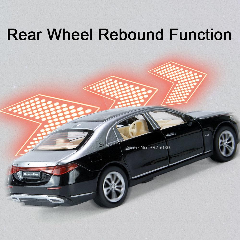 1/32 Alloy Diecast Benz Maybach S680 Car Model Scale Toy High Simulation Vehicle Door Can Open Pull Back Collect Decorative Toys