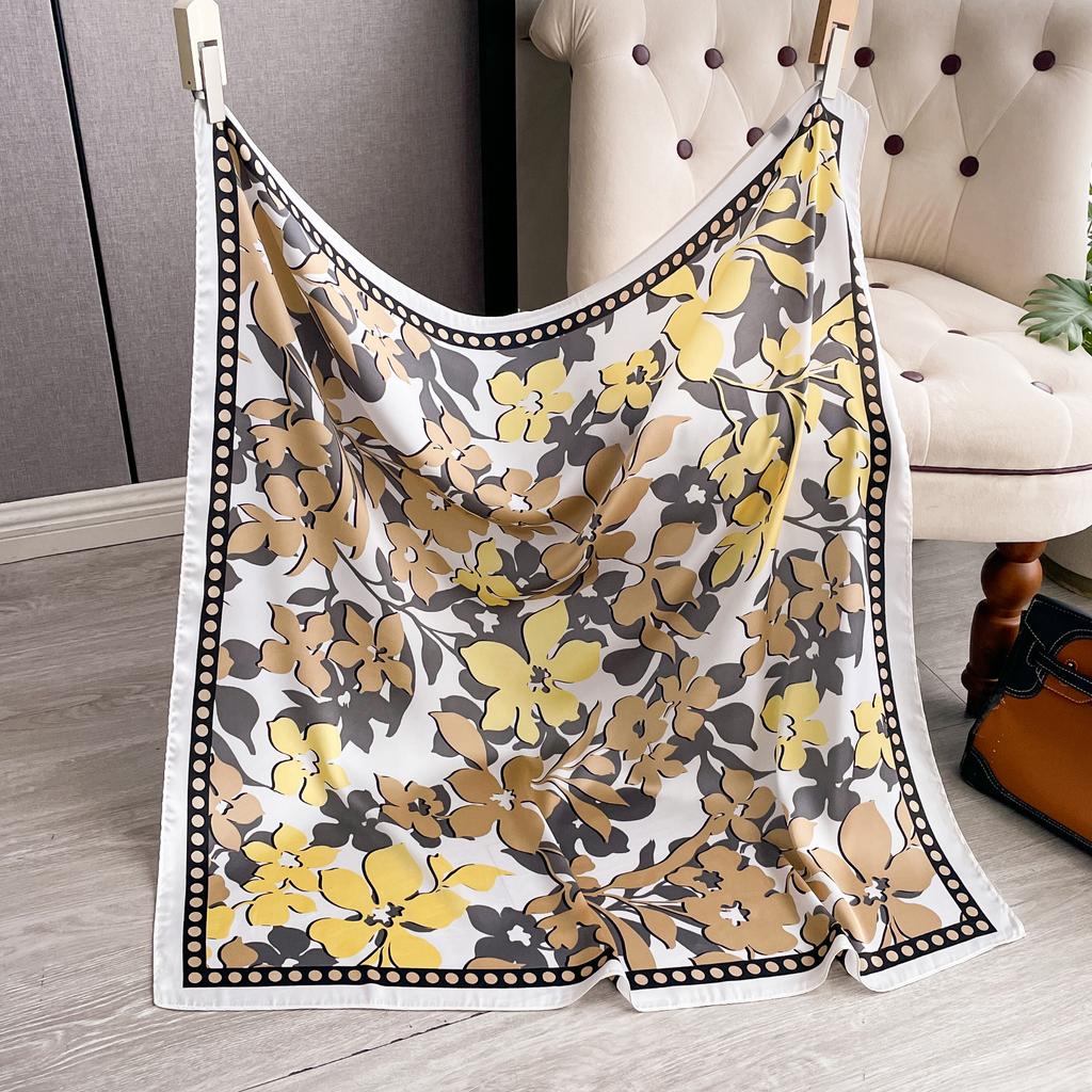New Spring and Summer Design Luxury 90cm Women Scarf Sunscreen Foulard Shawl Hijab Female Hair Hijab Wraps Neckerchief Bandanda