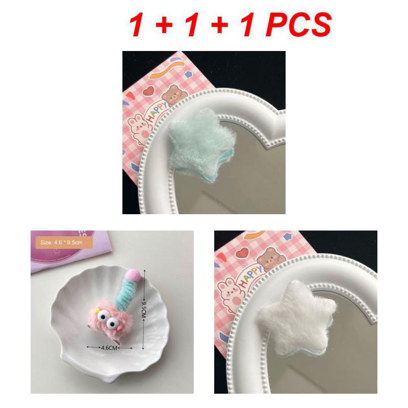 Cartoon Big Eyes Plush Ball Hairpins for Women Girls Funny Rainbow Color Ugly Doll Bangs Side Duck Bill Clips Barrettes Headwear